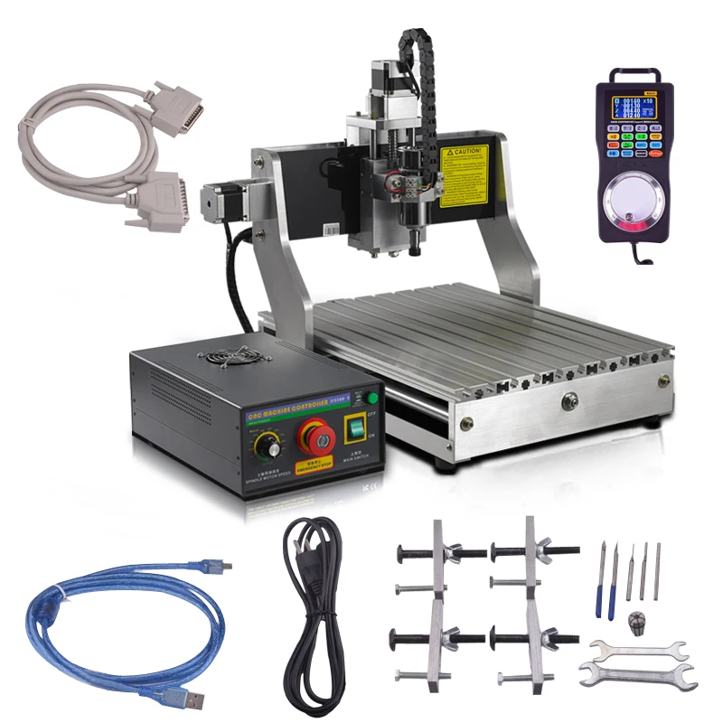 CNC Engraver Machine 300W Water-Cooled Spindle Motor 4030 Worktable Mach3 Controller + Wireless Pendant Router Engraving Kit