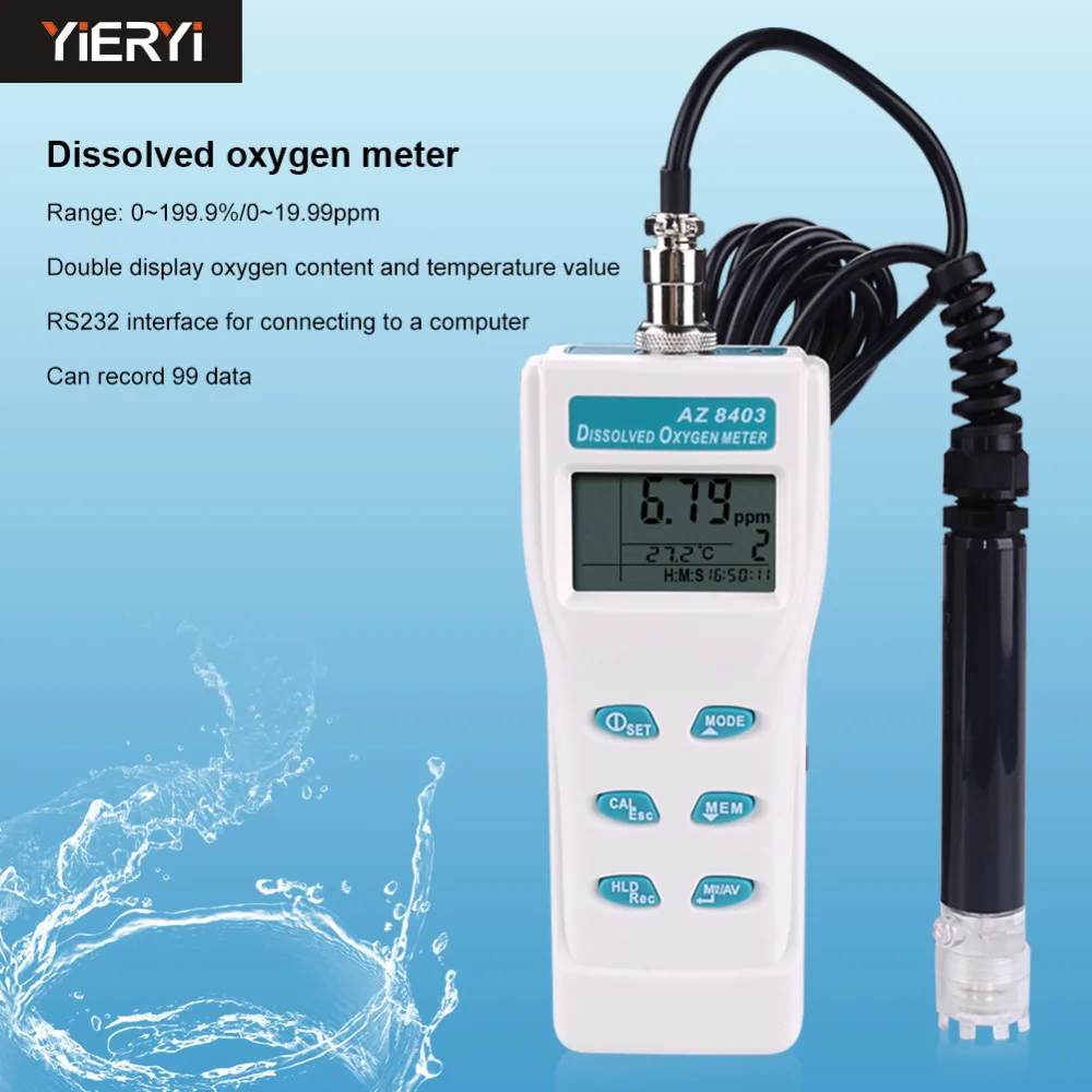 Portable Dissolved Oxygen Meter AZ8403 Dissolved Oxygen Meter 0.0~199.9% for Aquaculture ,Experimental Study,Sewage treatment