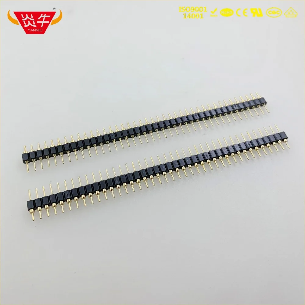 50Pcs 2.54mm PITCH 1X40P 40PIN MALE STRIP CONNECTOR ROUND NEEDLE SOCKET SINGLE ROW PIN HEADER RONDA AGUJA GOLD-PLATED 3Au YANNIU