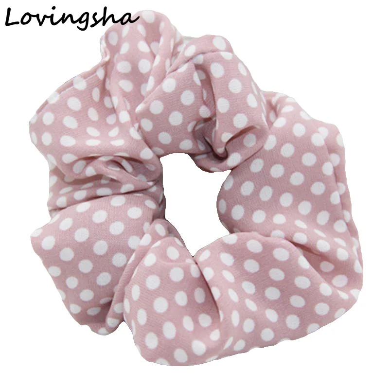 5Pcs/Lot Women Scrunchie Girl Accessories Dot Design  Lady Hair Tie Ponytail Hair Holder Rope Fashion Hair Accessories NF002