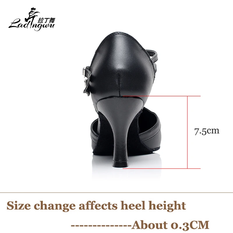 Ladingwu 극세사 합성 가죽 무도회 신발, 부드러운 바닥, 살사 탱고 라틴 댄스 신발, 6cm, 7.5cm