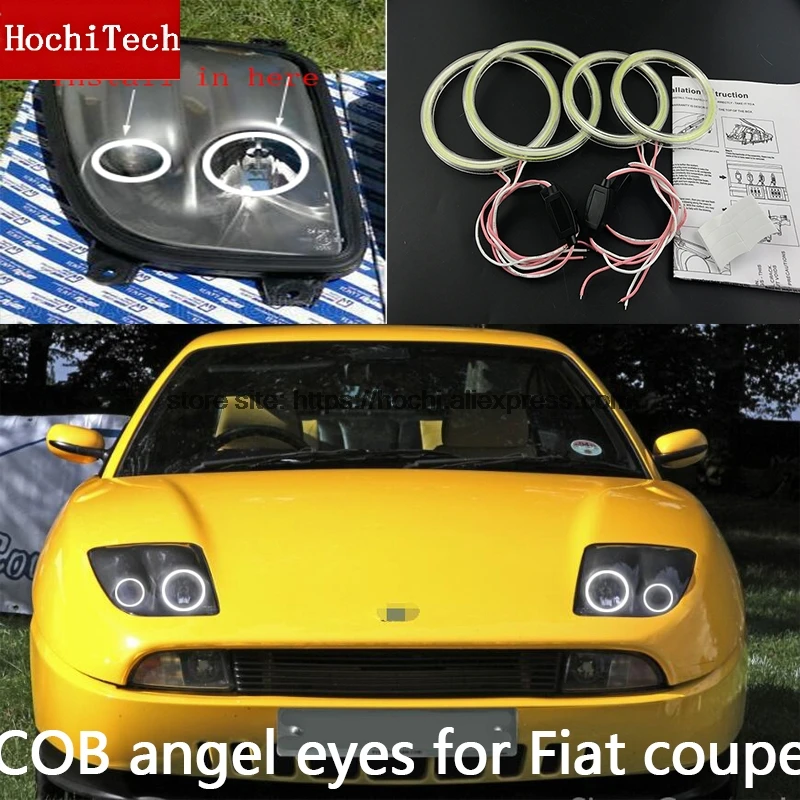High Quality COB Led Light White  Cob Led Angel Eyes Ring Error Free For Fiat Coupe 1993 1994 1995 1996 1997 1998 1999 2000