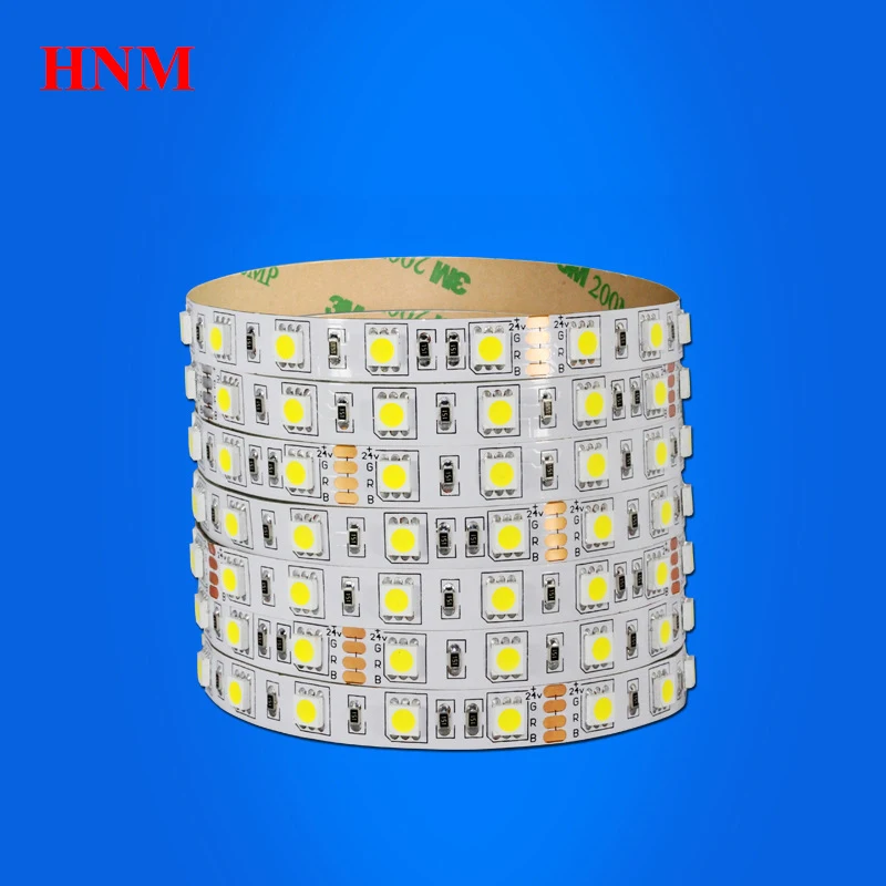 5M 24V 60LEDs/m Flexible LED Strip 5050 SMD Tape DC24V RGB LED Light TV Lights Flex White PCB Non-Waterproof IP20 Red Blue Green