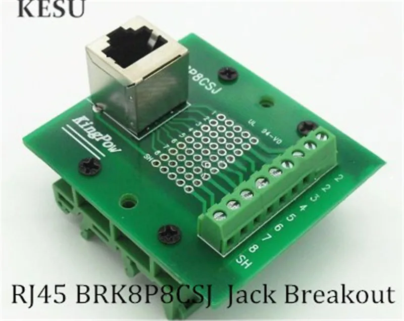 

DIN Rail Mount RJ45 Module,RJ45 8P8C Jack 1-Way Buss Breakout Board, Terminal Block, Connector. Network