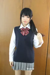 K-ON de Cosplay sin mangas, suéter, chaleco, uniformes con cuello en V, uniforme escolar japonés, cos