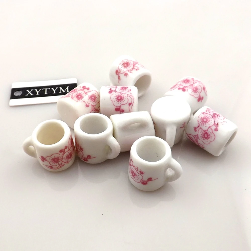 Wholesale 50pcs/Lot Cup Shape Ceramic Pendant For DIY Miniature Teacups