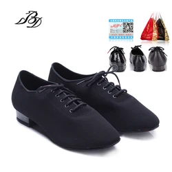 Tênis salsa sapatos de dança homem dança quadrada social salão de baile latino 309 lona moderna quente oxford pano salto 2.5 cm renda antiderrapante