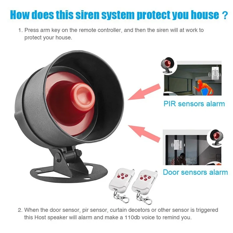 KERUI Security Alarm System Indoor Outdoor Weather-Proof Siren Window Door Sensors Motion Sensor Alarm With Remote Control