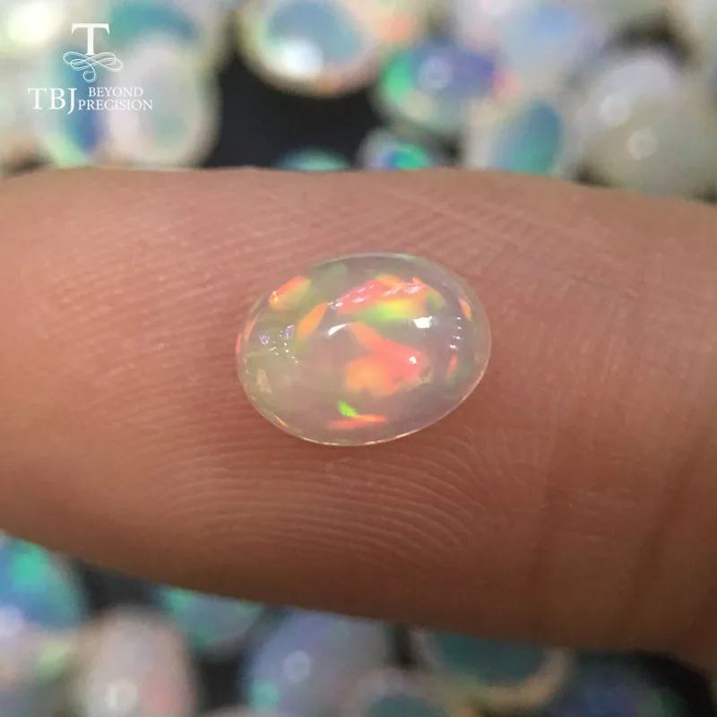 Tbj ,Natural ethiopian colorful opal ov6*8mm top quality ard 0.7ct natural precious gemstones for 925 sterling silver jewelry