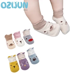 3 Pairs Socks 0-2 Years Baby Anti-slip Socks Cute Cartoon Animal Cotton Baby Boys Girls Socks New Born Socks Lot Toddlers