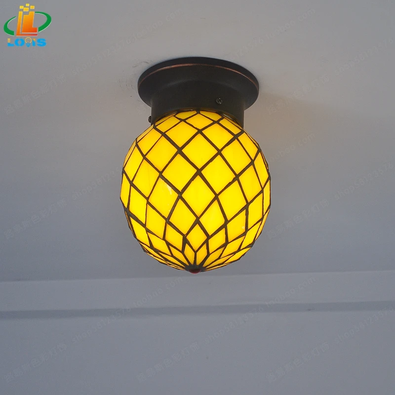 The New American Creative Pineapple Ceiling Lamp Corridor Balcony Personality European Household Restaurant Window Aisle Lights