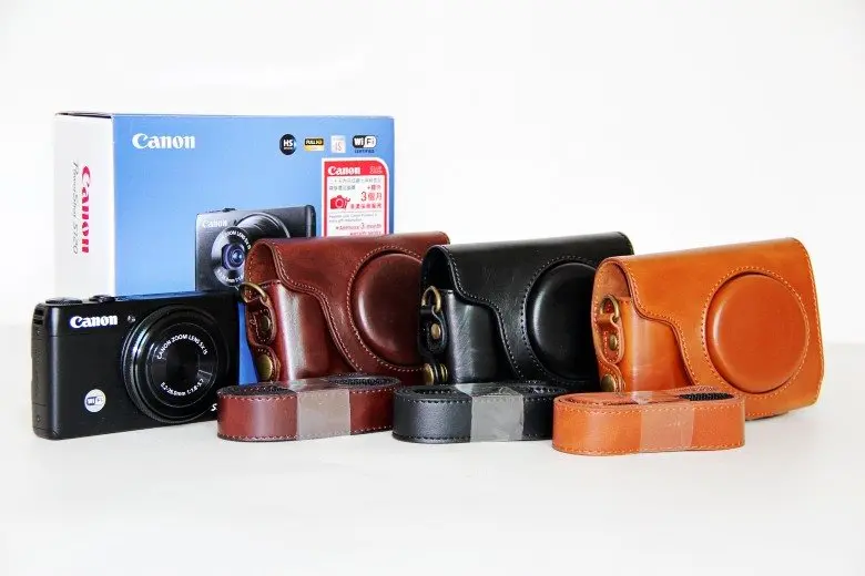 Dla Canon Powershot s110 S120 w stylu Vintage futerał na aparat fotograficzny Pu Leather torba na aparat fotograficzny z paskiem czarna kawa brązowy