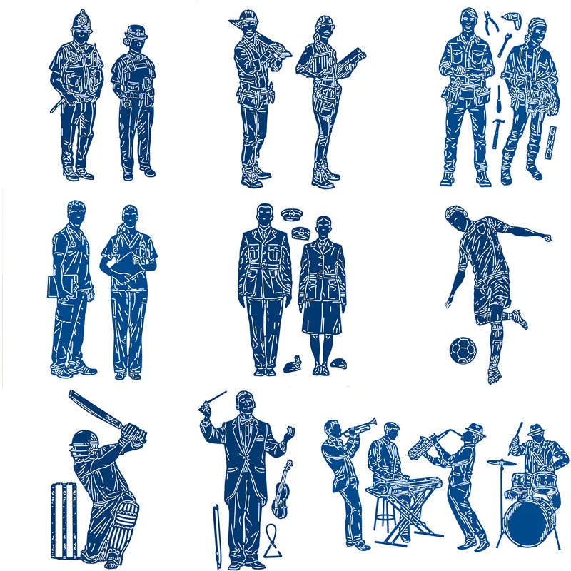 قوالب قطع معدنية من الصلب لموسيقي شرطي الطبيب 2019 استنسل جديد لبطاقات صور القصاصات ذاتية الصنع قوالب مزخرفة