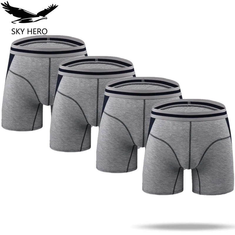 4pcs/Lot Long Boxershorts Underwear Men\'s Boxers Underpants Sexy Homme Calzoncillos Hombre Heren Male Panties Bamboo Man Cuecas