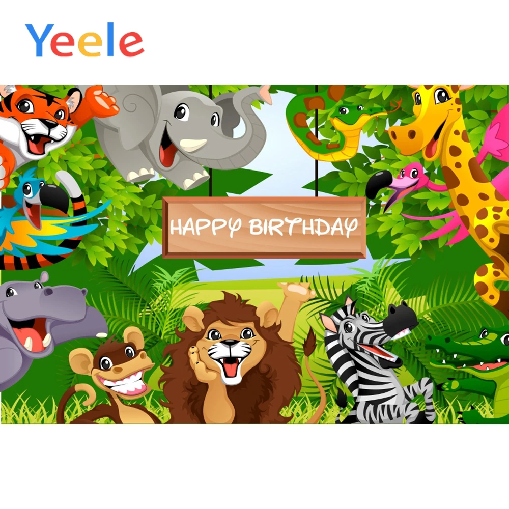 Yeele Safari Birthday Backgrounds Jungel Forests Baby Cartoon Party Poster Portrait Scene Photography Backdrops For Photo Studio