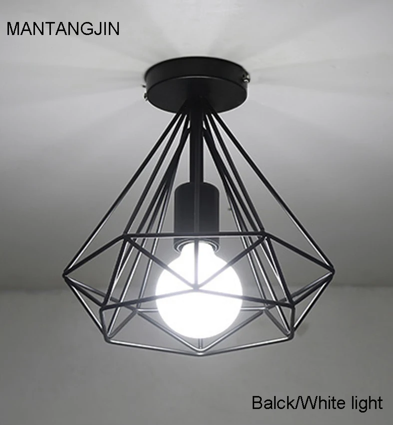 

modern black birdcage ceiling lights iron minimalist retro ceiling lamp Scandinavian loft pyramid lamp metal cage with led bulb