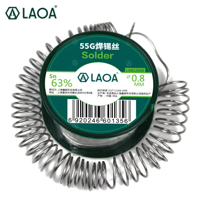 LAOA 63% zawartość cyny 55g drut lutowniczy w przewodach spawalniczych 0.8mm spawanie Asistant cyna do lutowania