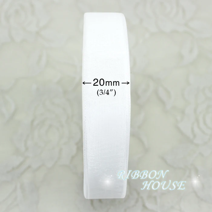 (50 yards/roll) 3/4'' (20mm) White Organza ribbons gift wrapping decoration Christmas ribbons