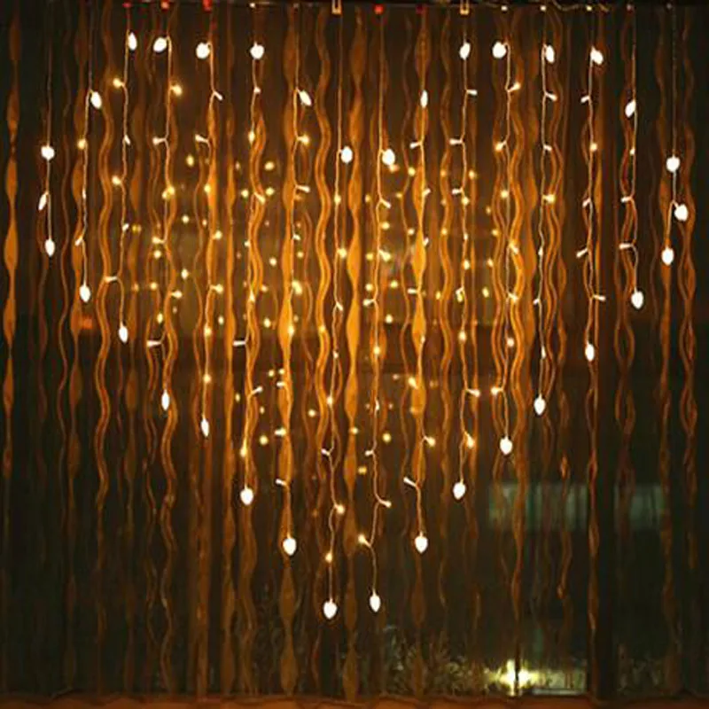 Yiyang 2m x 1.5m coração forma 128 corações multicolorido led string luz do feriado natal decoração casamento cortina luzes ue 220v