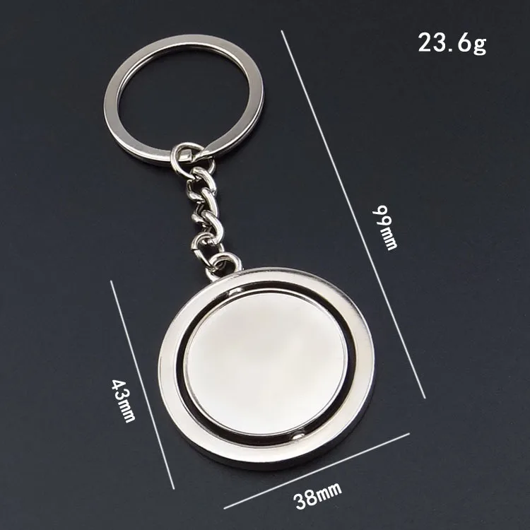 Round Blank 360 Rotating Metal Tag Keychain New Car Keychain K1552