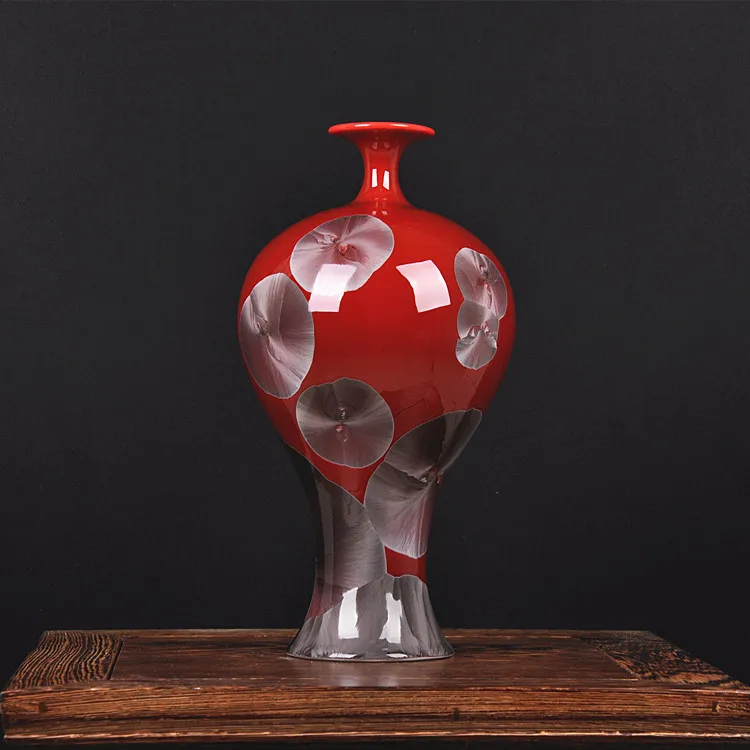 

Jingdezhen high-grade ceramics color glaze vase art red classic modern Home Furnishing decorated living room decoration