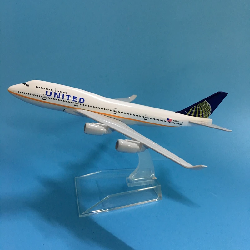 JASON TUTU 16cm United Boeing B747 Plane Airplane Model Aircraft Model Diecast Metal 1/400 Scale Planes ﻿