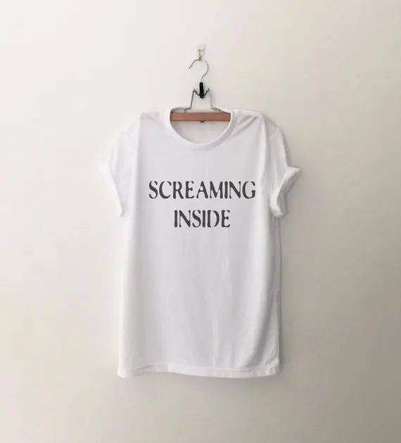 Skuggnas Screaming inside Funny TShirts 90s fashion Tumblr Cotton Tee Shirt aesthetic harajuku grunge goth unisex Tops camiseta