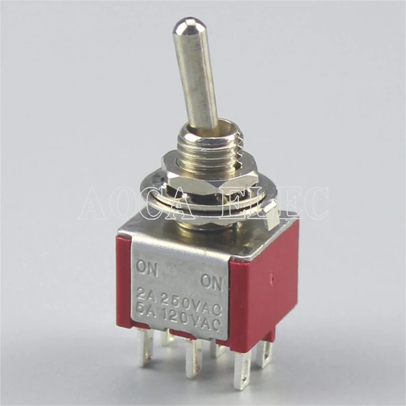 100PCS MTS-223-A2-R (ON)-OFF-(ON) Momentary red Miniature Toggle Switch