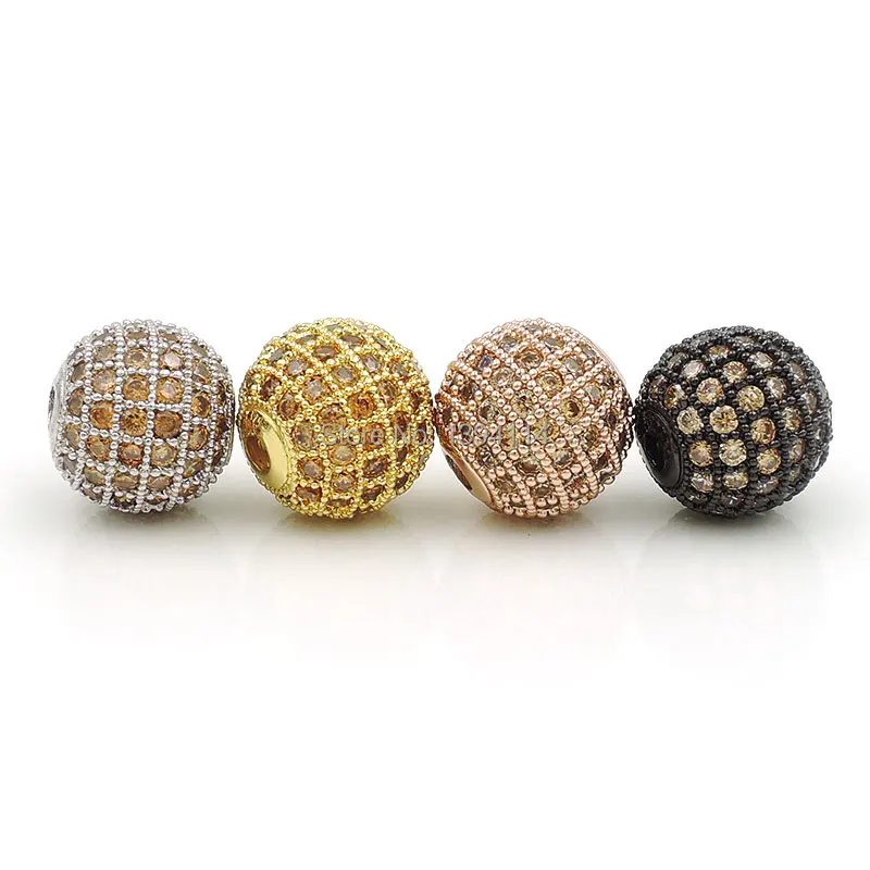 

6mm 8mm 10mm 12mm Micro Pave Light Colorado CZ Round Ball Beads Fit For Making Bracelets Or Necklaces Jewelry