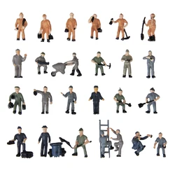 25pcs Model Train Track Railroad Worker People Figures With Tools 1:87 HO Scale