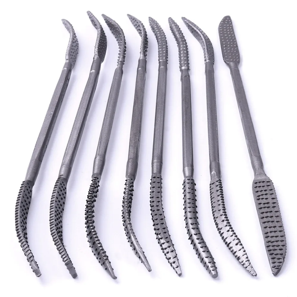 

Professional 8Pcs 190mm Carbon Steel Rasp Riffler File Set Double Ended Coarse Riffler Kit for Wood Working Hand Tool