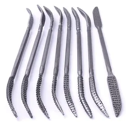 Professional 8Pcs 190mm Carbon Steel Rasp Riffler File Set Double Ended Coarse Riffler Kit for Wood Working Hand Tool