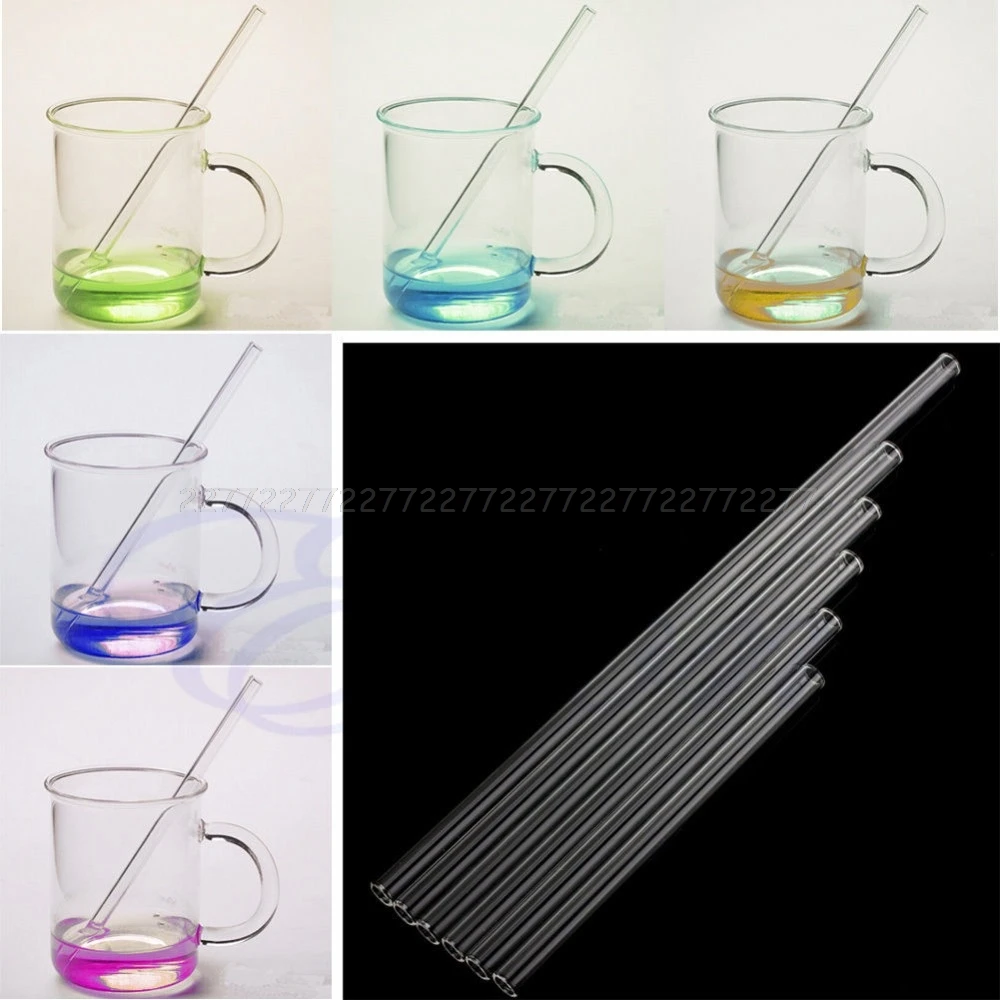 New Clear Glass 10mm Reusable Wedding Birthday Party Drinking Straws Thick Straws JUL24 dropship