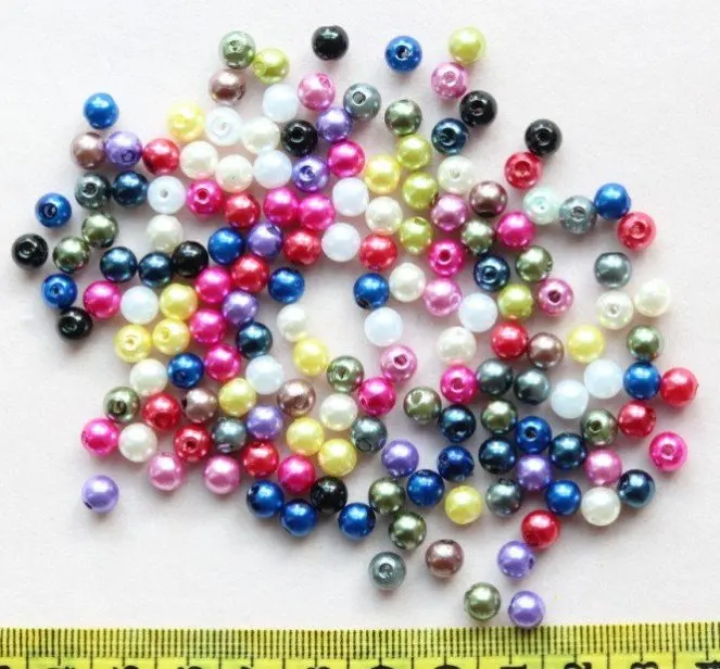 3000pcs plastic Variety Colors Acrylic Resin Plastic Pearls 6mm diy wholesale free shipping