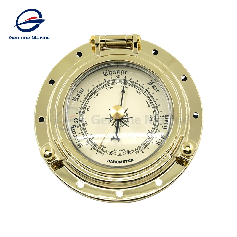 Brass Clock Roman Quartz Clock / Hygrometer / Barometer Weather Station Vintage Auto Yacht Ship Boat Marine Accessories Handmade