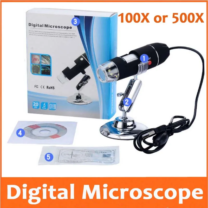 500X 1000X LED Electronic Magnifying Glass Pocket USB Digital Microscope with Light for Beauty Salon Skin Detection Phone Repair