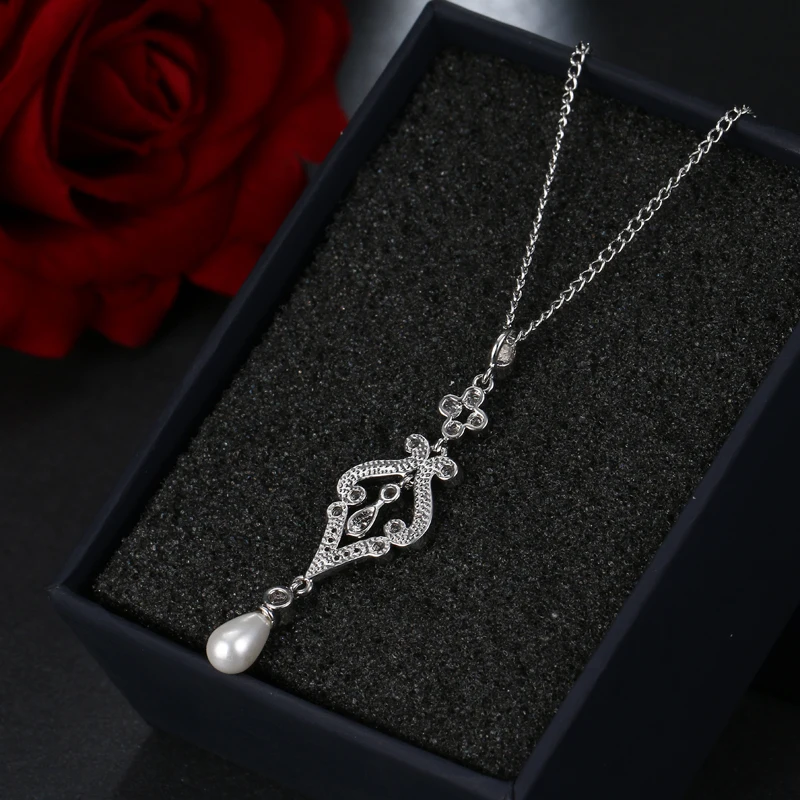 EMMAYA New Simulated Pearl Fashion Pendant Necklaces Wedding CZ Crystal Wholesale Price