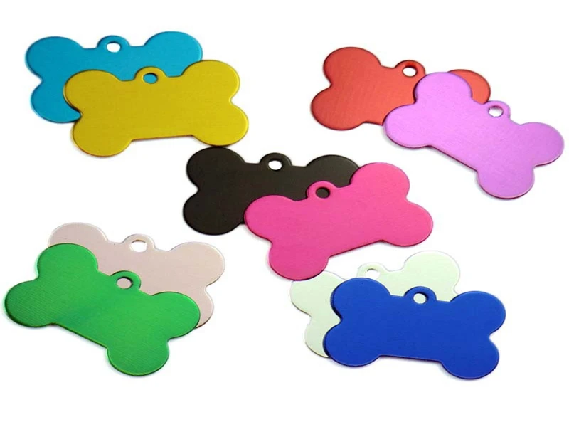 1000pcs/lot Fast Shipping Aluminum Alloy Bone Shape Pet ID Tag Dog Cat ID Tag Pet Accessories 4 size for choice