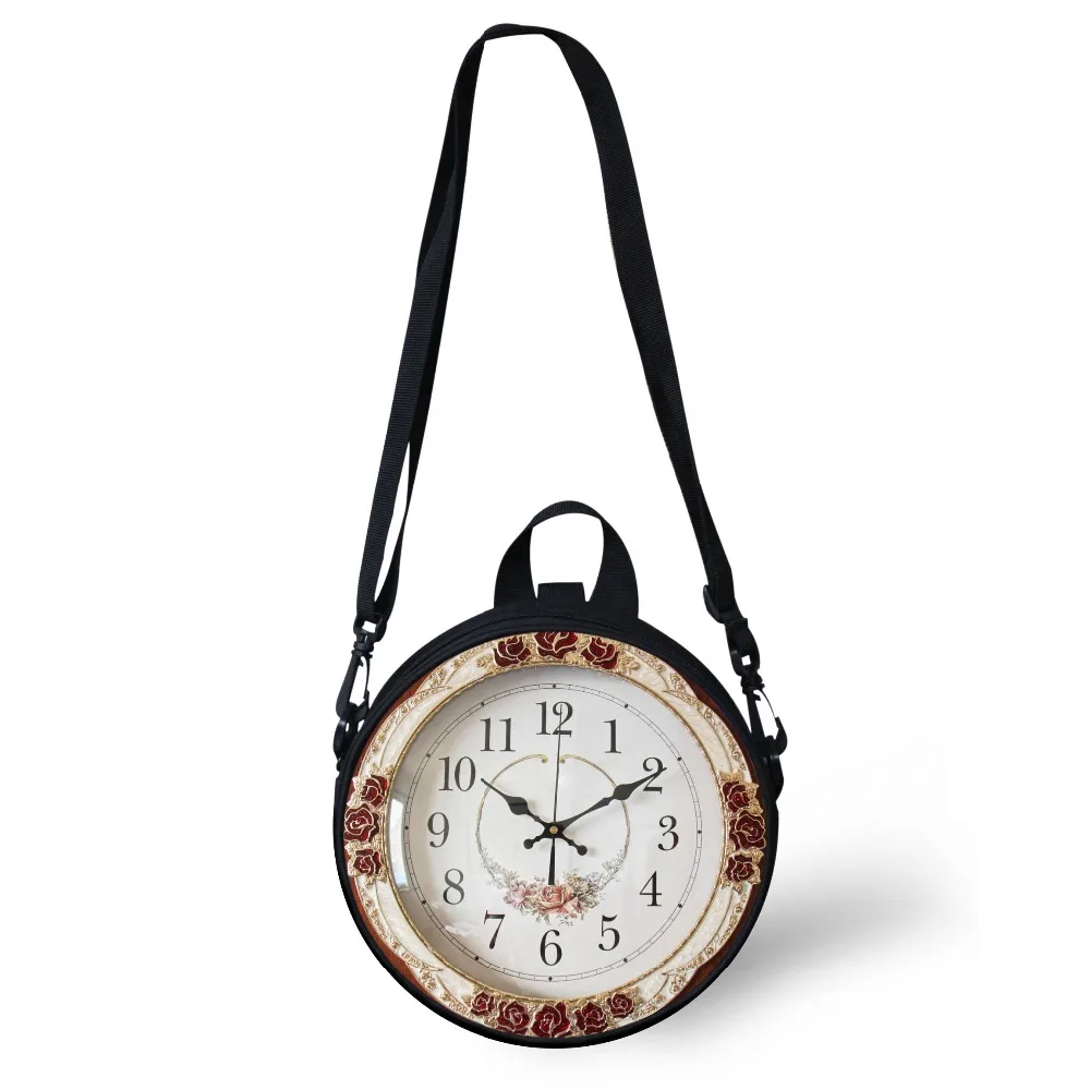 Circle Crossbody Bags For Women Shoulder Sac Mini Girls Round Bag Retro Clock Print ALICE Cosplay Clock Bag Pack Purse Wholesale