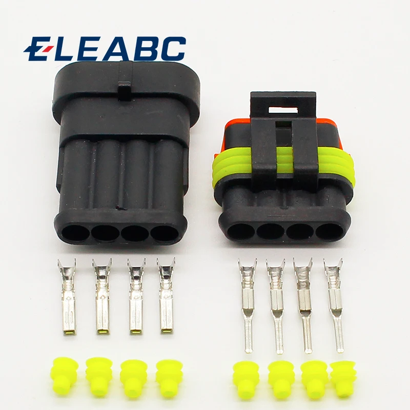 Wholesale 5 Sets NEW Car Auto 4 Pin Way Sealed Waterproof Electrical Wire Connector Plug Set