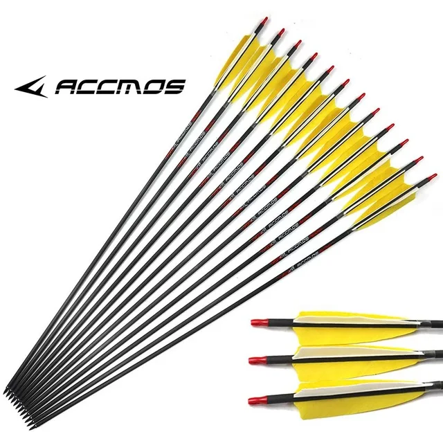 

6/12ps 31inches ID6.2mm with 5" Real Turkey Feather Carbon Arrow Spine 300 350 400 500 600 700 800 Carbon Arrows for hunting