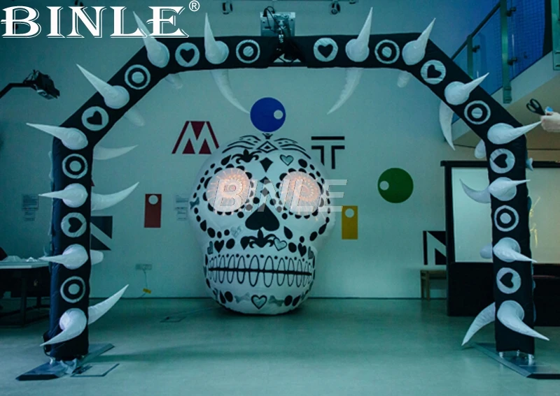 

Super halloween decoration inflatable skull head giant skeleton model with light inside for advertising