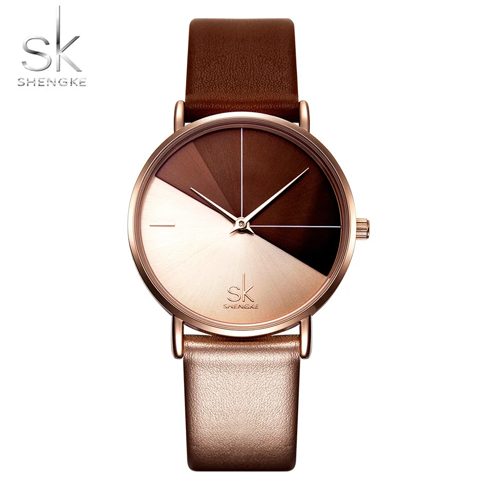 SK orologi in pelle di lusso da donna orologi al quarzo moda creativa per Reloj Mujer 2019 orologio da polso da donna SHENGKE relogio feminino