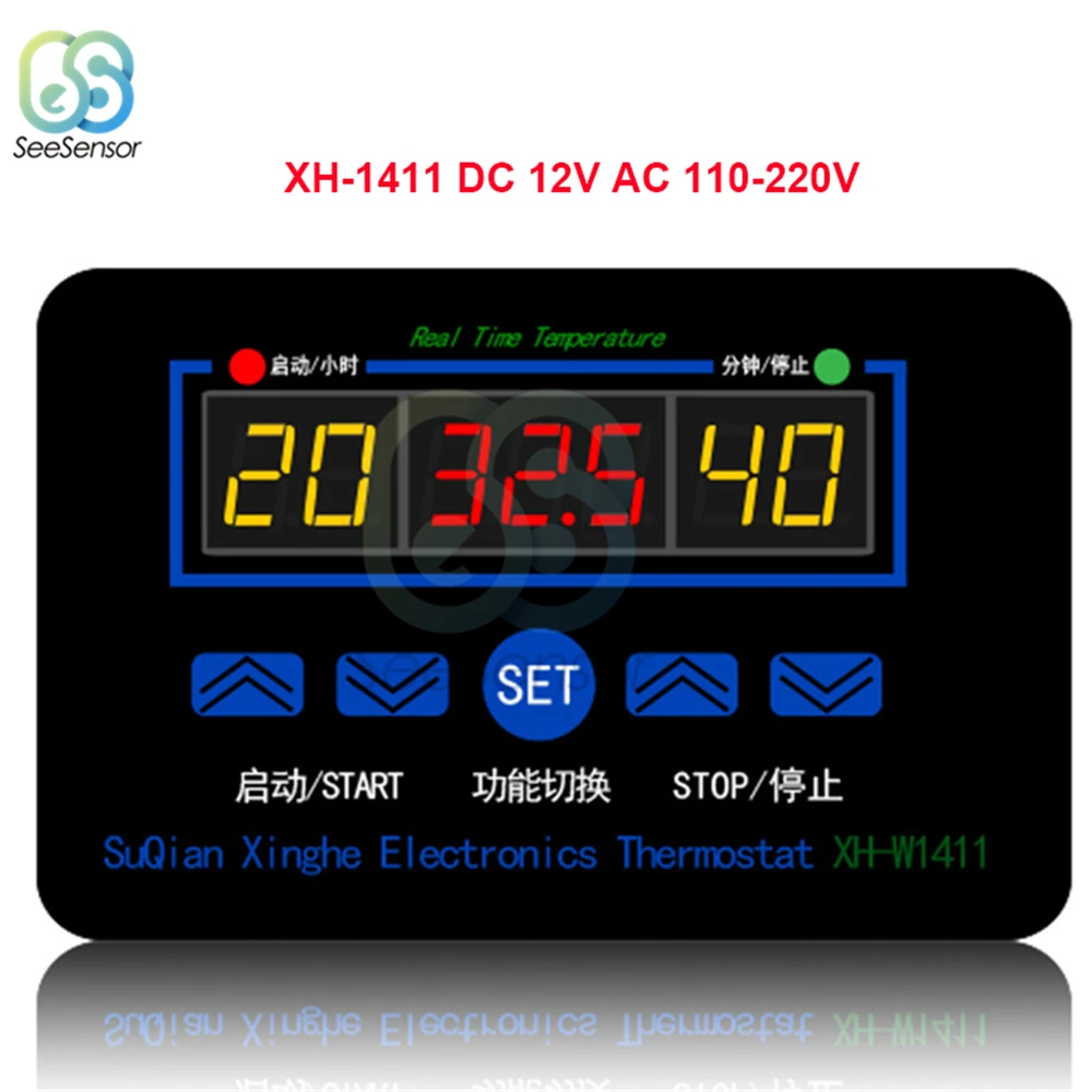 XH-W1411 W1411 AC 220V DC 12V 10A LED Digital Temperature Controller Thermostat Control Switch Sensor For Greenhouses Aquatic