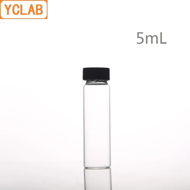 YCLAB 5mL Glas Probe Flasche Serum Flasche Transparent Schraube mit Kunststoff Kappe und PE Pad Labor Chemie Ausrüstung