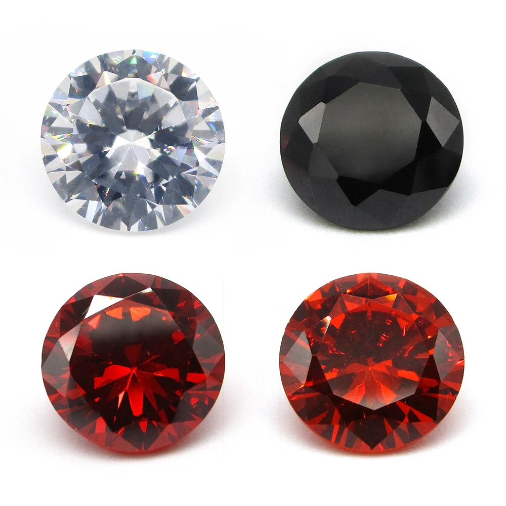 20pcs/lot 5A Quality 3.0~20mm Round Cut Black, Garnet, Pink, White Cubic Zirconia Stone Loose Synthetic CZ Gems For Jewelry