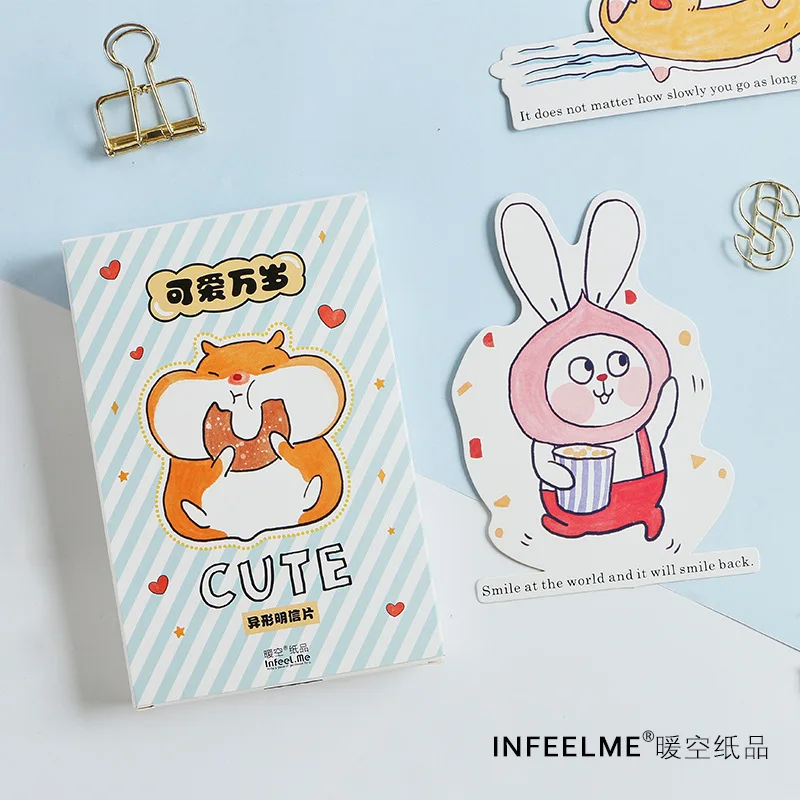 

30 Sheets/Set Cute Rabbit Hamster Heteromorphism Postcard Greeting Card Birthday Gift Card Message Card