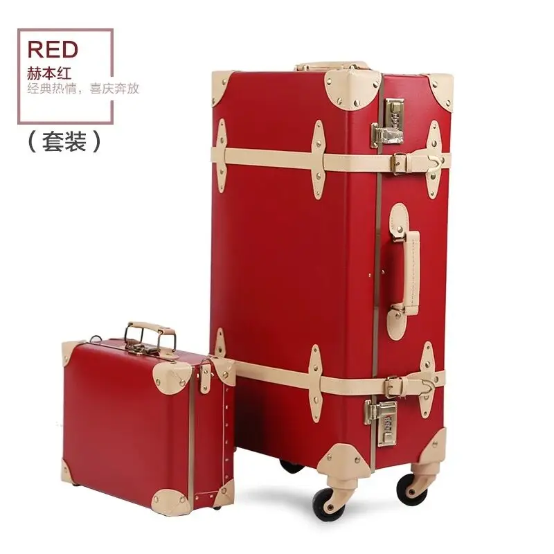 Men 2PCS/SET Vintage PP Travel Bag Rolling Luggage,12\