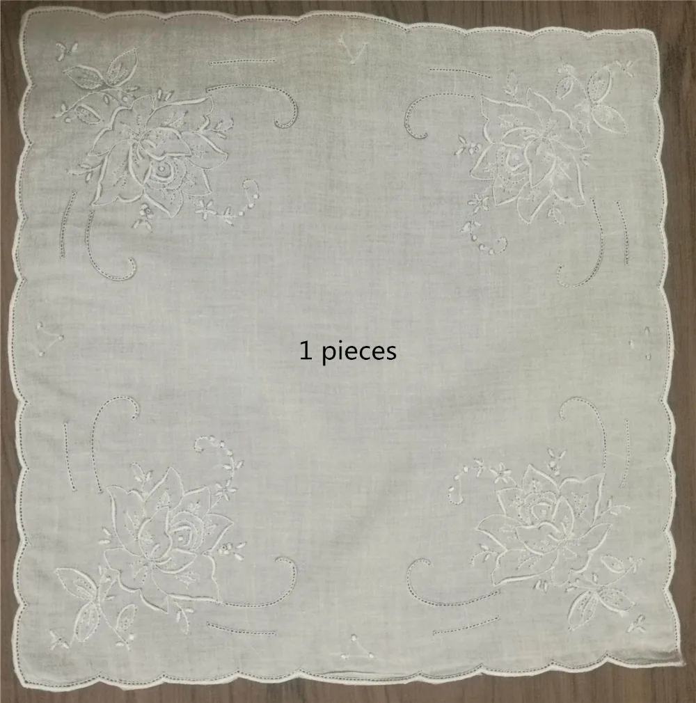 2 قطعة/الوحدة 2 أنماط مختلفة Handkerchiefs11.5x11.5 "الأبيض الكتان يدوية التطريز خمر الأزهار بالمناديل منديل للعروس هدايا