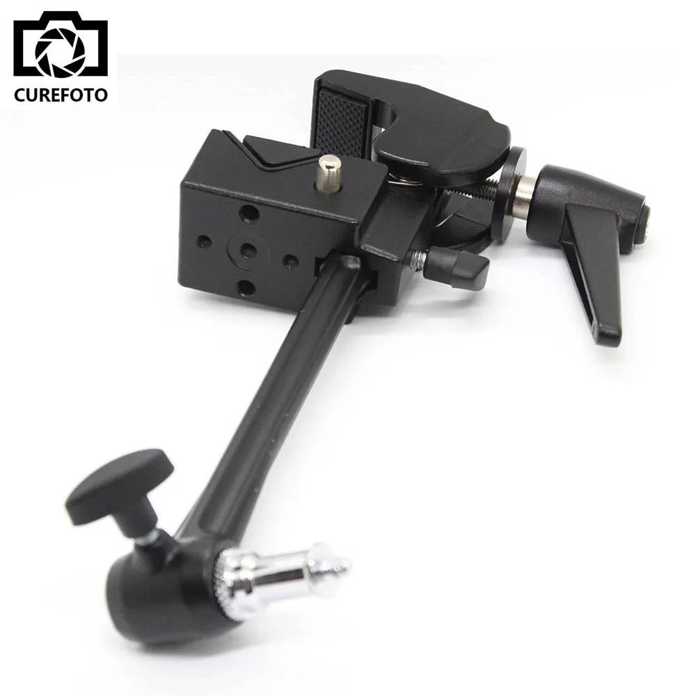 

Big Super Clamp with Extension Arm And Standard Stud 1/4"&3/8" Thread Light Stand Support Clip for Photo Photography Studio